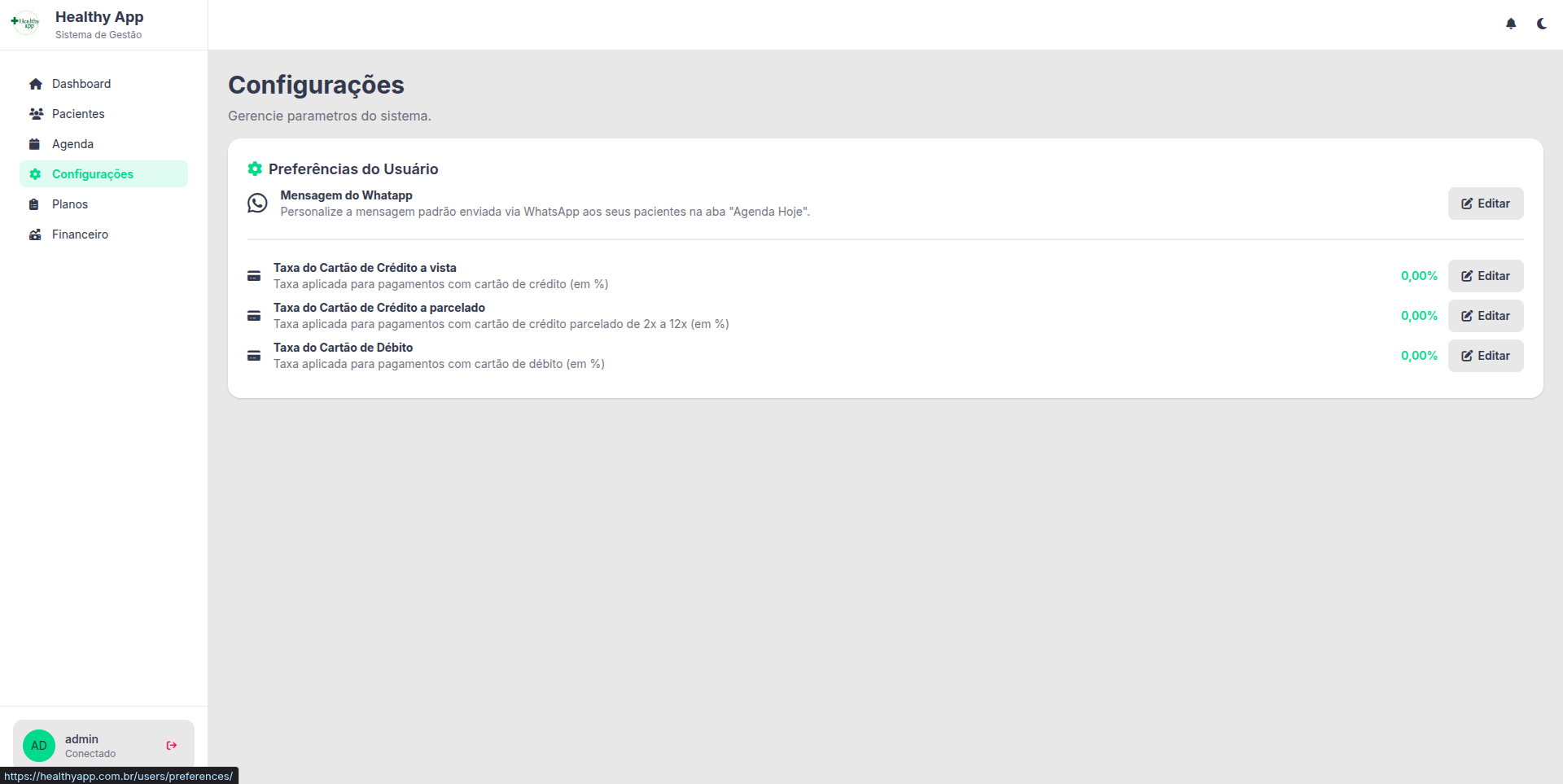 Configurações